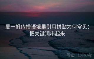 爱一帆传播语境里引用拼贴为何常见：把关键词串起来