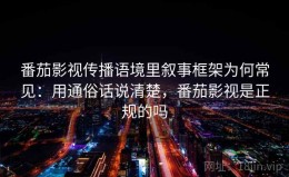 番茄影视传播语境里叙事框架为何常见：用通俗话说清楚，番茄影视是正规的吗