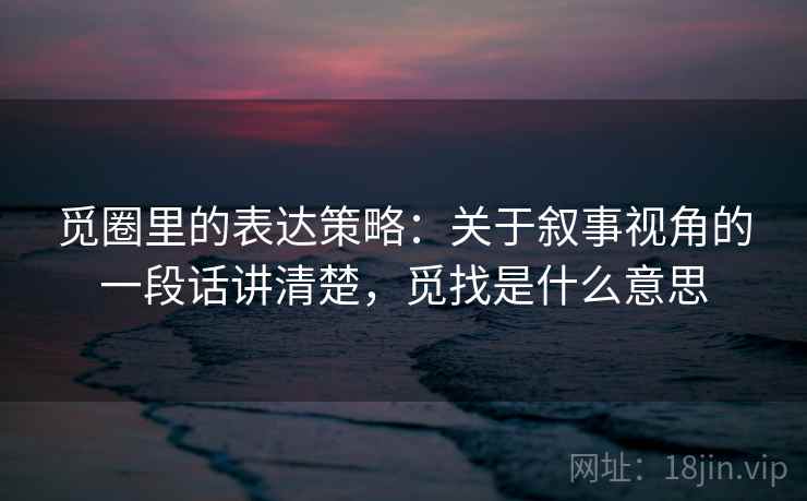 觅圈里的表达策略:关于叙事视角的一段话讲清楚,觅找是什么意思 觅圈里的表达策略:关于叙事视角的一段话讲清楚,觅找是什么意思